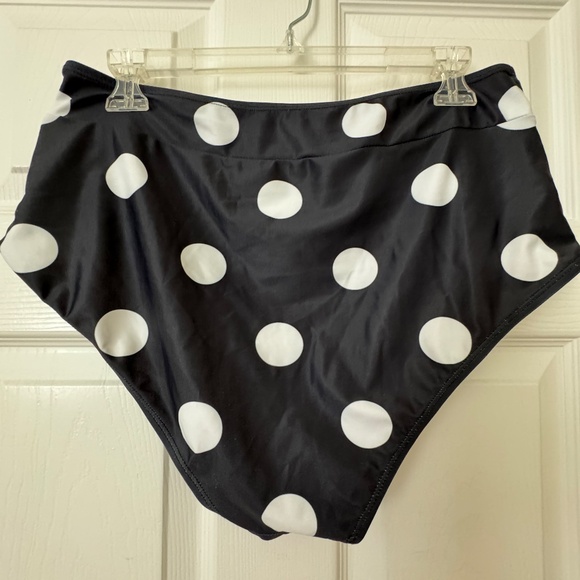 Ambrie two piece black with white polka dots bathing suit.  Size XL. - Picture 3 of 5